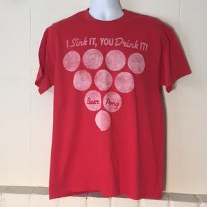 BEER PONG T-SHIRT RED LARGE.